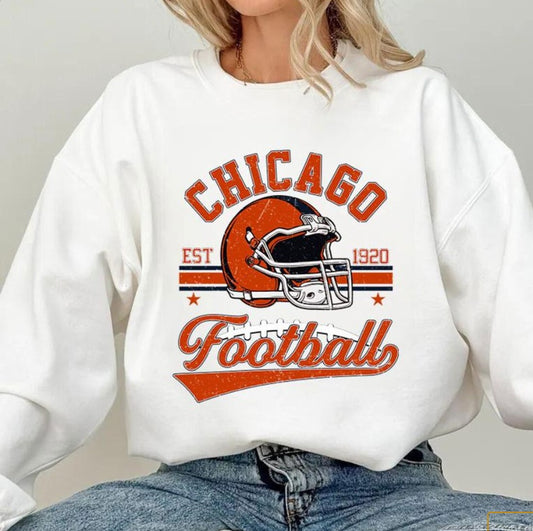 Vintage 90s Style Chicago Football Sweatshirt, Game Day Shirt, Chicago Team Football Shirt, Sunday Chicago, Sport Shirt, Chicago Football