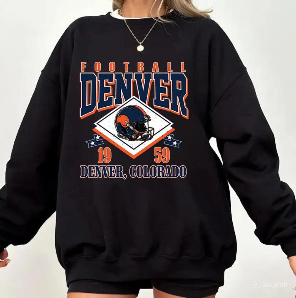 Vintage style Denver Football Sweatshirt,Sunday Football Shirt, 90s Style Sports Fan Sweater, Unisex Cozy Crewneck, Football shirt