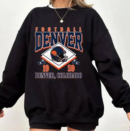 Vintage style Denver Football Sweatshirt,Sunday Football Shirt, 90s Style Sports Fan Sweater, Unisex Cozy Crewneck, Football shirt