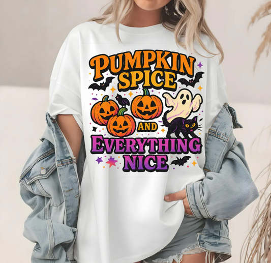 Pumpkin Spice T-Shirt, Halloween Tee, Fall Season Shirt, Spooky Season Apparel, Black Cat Ghost, Retro Halloween