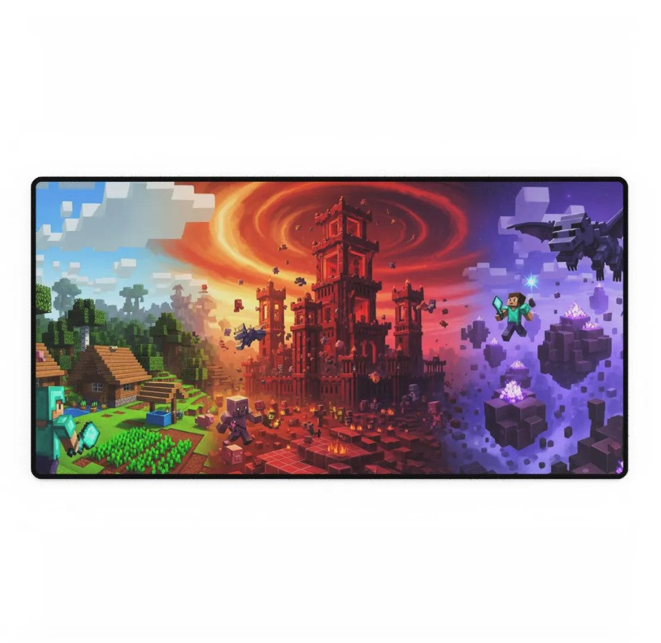 Minecraft Desk Mat - Gamer's Mouse Pad, Office Decor, Fun Gift for Kids, Video Game Accessory, Computer Desk Pad, Creative Workspace, Choose Size