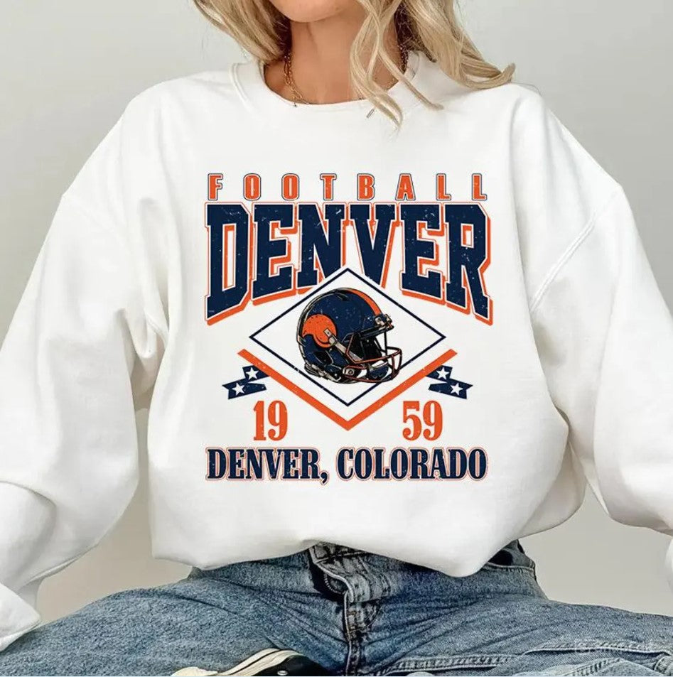 Vintage style Denver Football Sweatshirt,Sunday Football Shirt, 90s Style Sports Fan Sweater, Unisex Cozy Crewneck, Football shirt