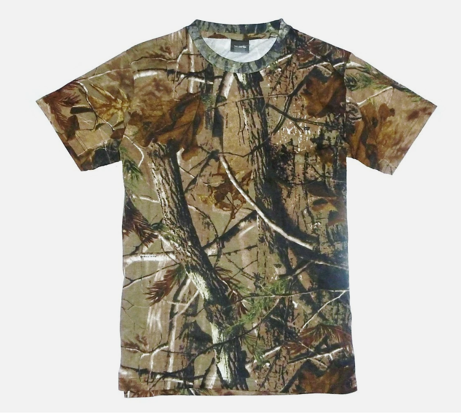 HUNTERS T-SHIRT Mens big oak tree camo cotton fishing hunting top