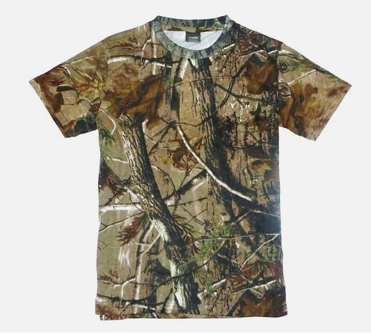 HUNTERS T-SHIRT Mens big oak tree camo cotton fishing hunting top