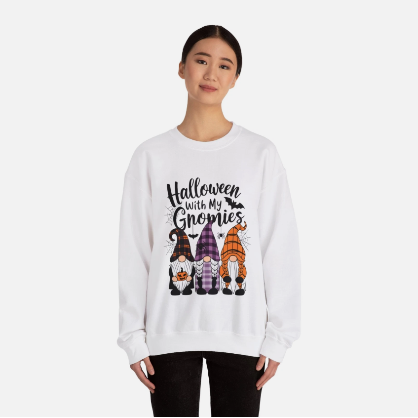 Halloween With My Gnomies Unisex Heavy Blend Crewneck Sweatshirt