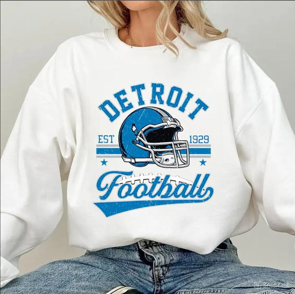 Vintage 90s Style Detroit Football Sweatshirt, Detroit Football Sports Gear, Detroit Game Day Shirt, Detroit Football Varsity Shirt