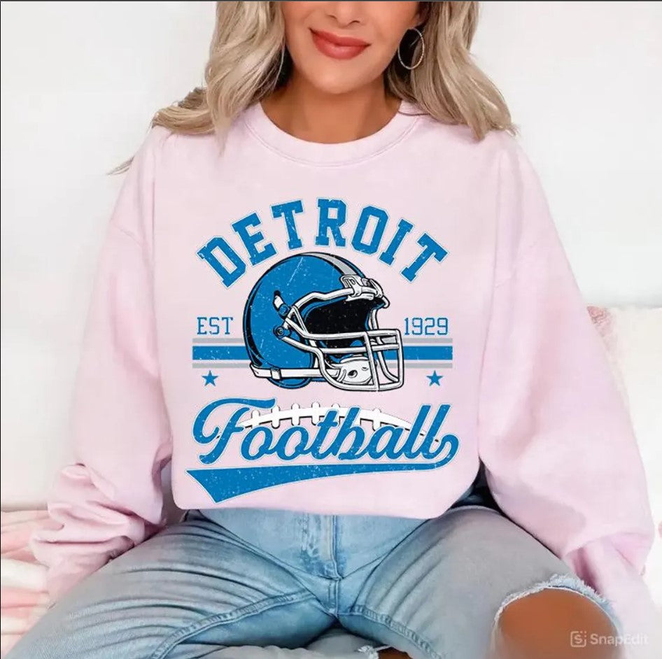 Vintage 90s Style Detroit Football Sweatshirt, Detroit Football Sports Gear, Detroit Game Day Shirt, Detroit Football Varsity Shirt