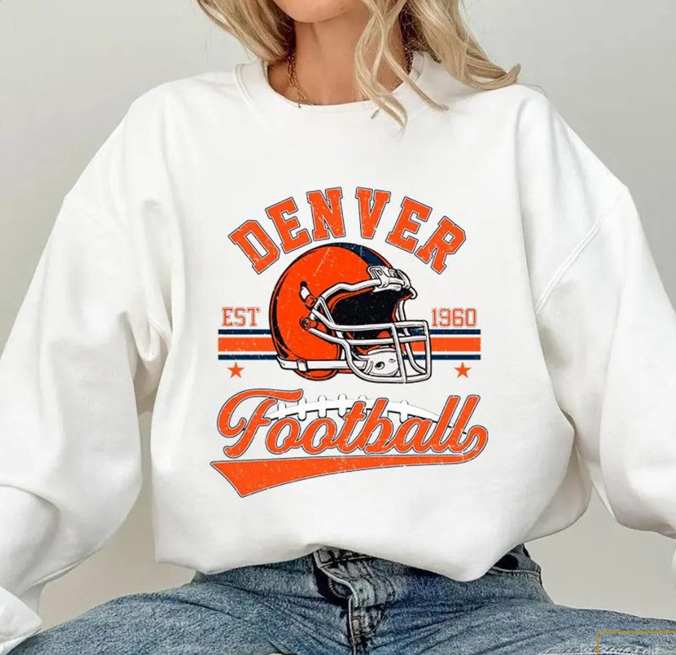 Vintage 90s Style Vintage Denver Football Style Sweatshirt ,Retro Denver Football Crewneck Shirt,Denver Broncos Fans Gift ,Sunday Football