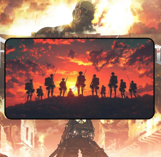 Anime Attack On Titan Eren Yeager x Mikasa x Levi Desk Mat, Mouse Pad, AOT, Choose Size