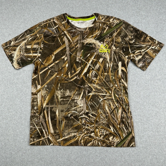 Realtree T-shirt Mens  Camo Woodland Design Short Sleeve MAX 5 Hunting Fishing