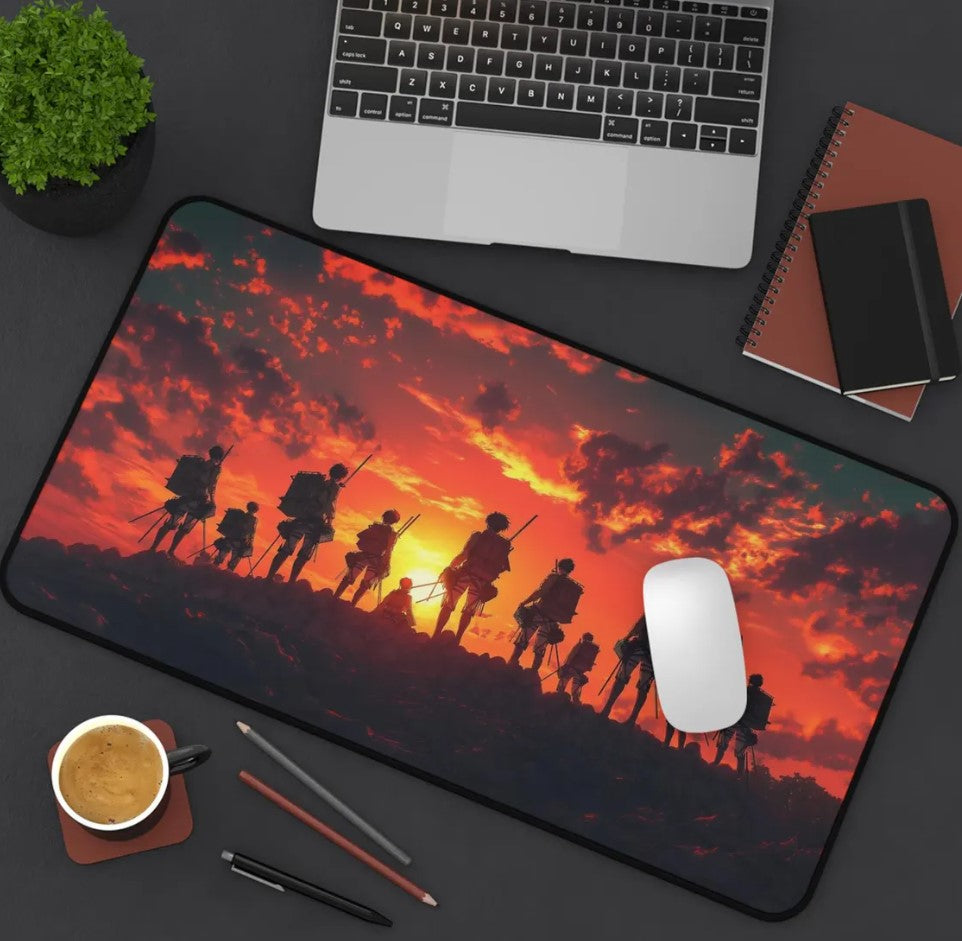 Anime Attack On Titan Eren Yeager x Mikasa x Levi Desk Mat, Mouse Pad, AOT, Choose Size