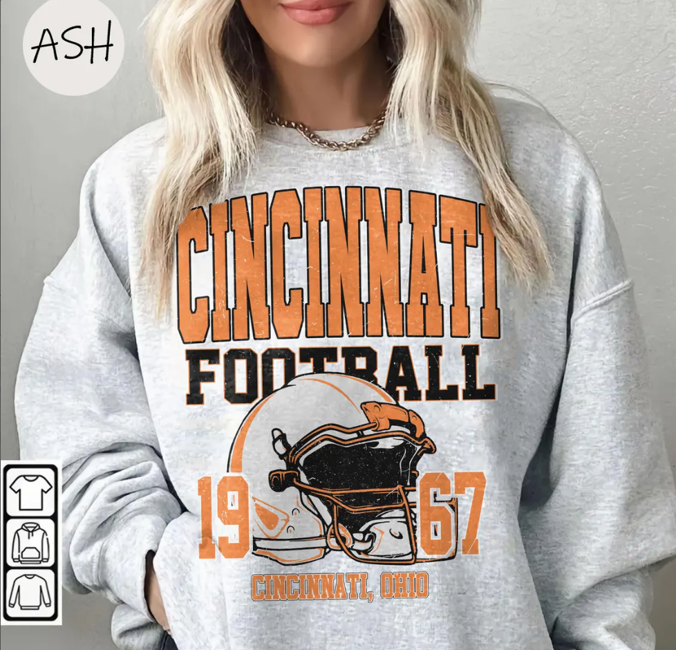 Vintage 90s Style Cincinnati Football Sweatshirt, Vintage Fan Top, Sports Team Crewneck Jumper, Gift for Football Lover, Cincinnati Apparel