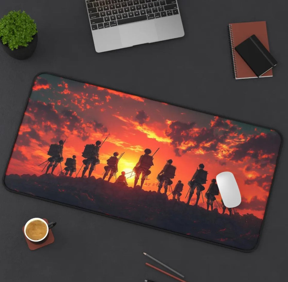 Anime Attack On Titan Eren Yeager x Mikasa x Levi Desk Mat, Mouse Pad, AOT, Choose Size