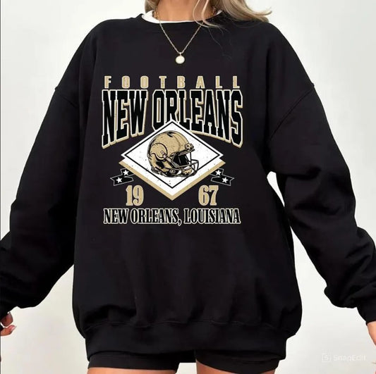 Vintage style New Orleans Football Sweatshirt,Sunday Football Shirt, 90s Style Sports Fan Sweater, Unisex Cozy Crewneck, Football shirt