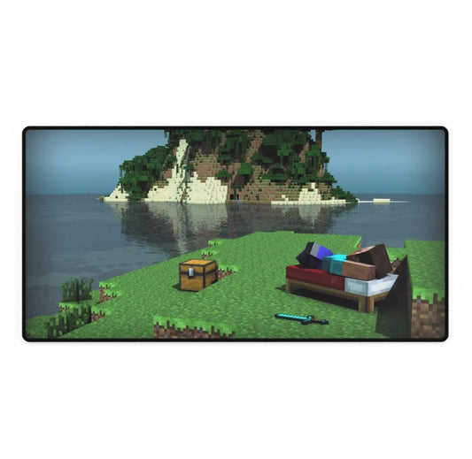 Minecraft Steve Resting - Desk Mat Gaming Accessories, Office Decor, Unique Gift, Computer Mouse Pad, Creative Workstation, Choose Size