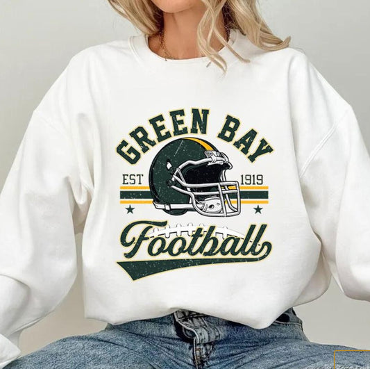 Vintage 90s Style Green Bay Football Sweatshirt, Green Bay Football Sports Gear, Green Bay Game Day Shirt, Green Bay packers football Shirt