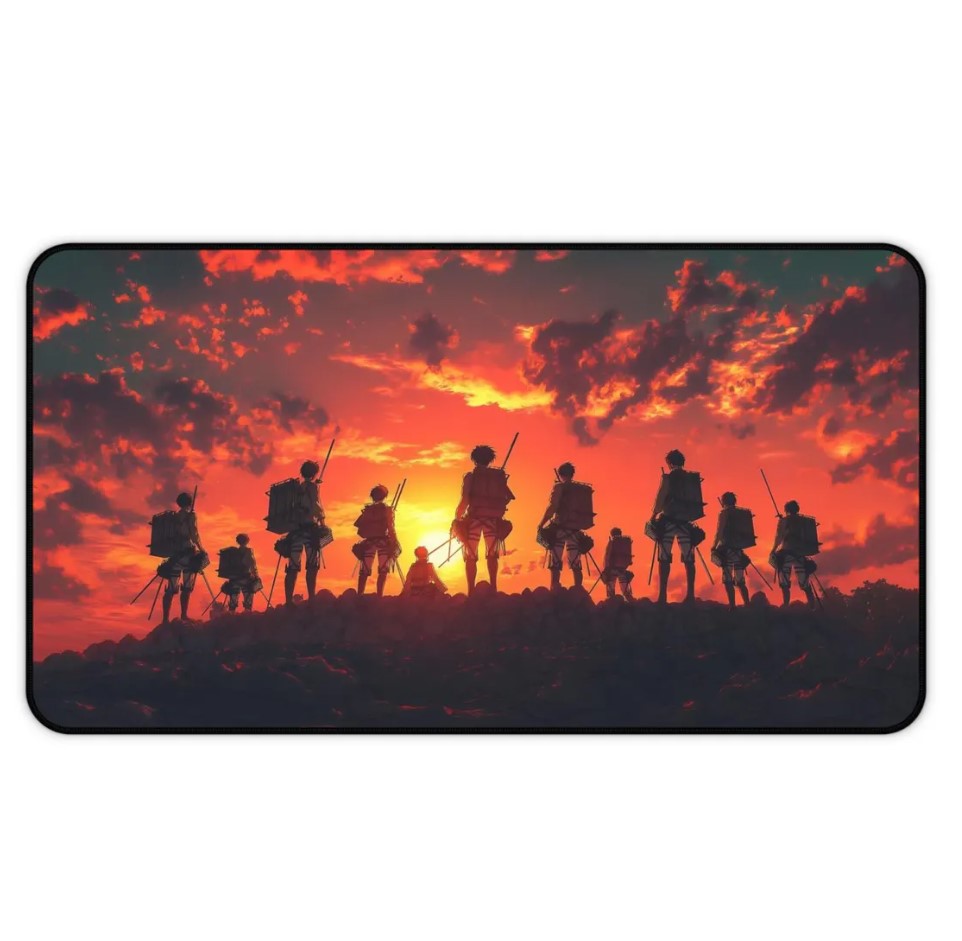 Anime Attack On Titan Eren Yeager x Mikasa x Levi Desk Mat, Mouse Pad, AOT, Choose Size