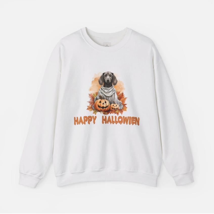 Happy Hallowien Weenie Dog Halloween Unisex Heavy Blend Crewneck Sweatshirt