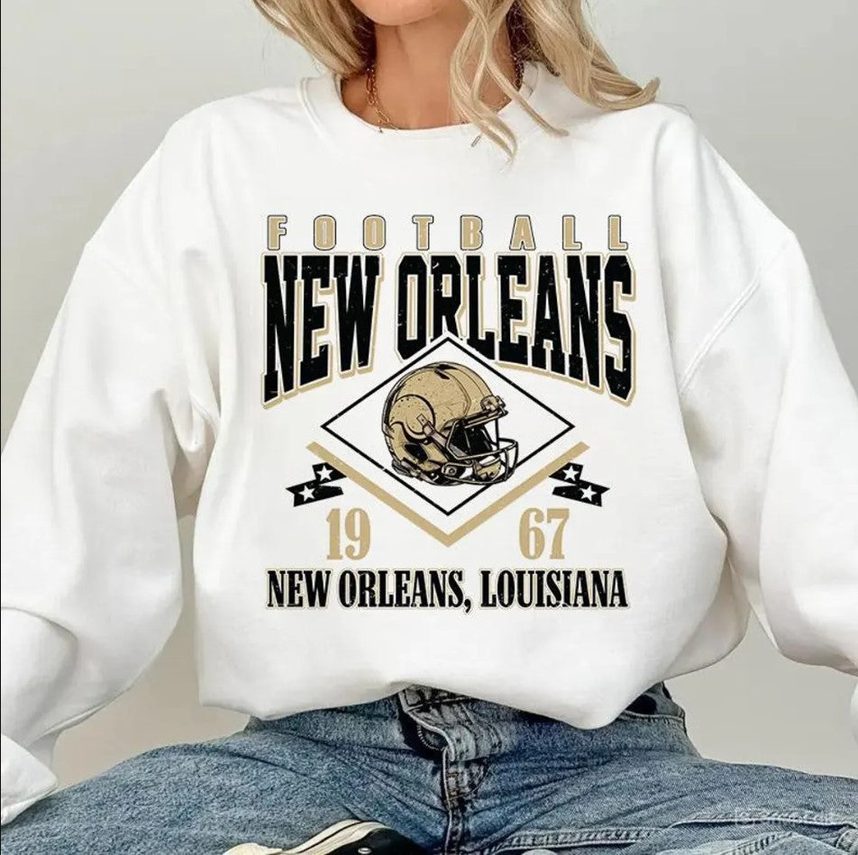 Vintage style New Orleans Football Sweatshirt,Sunday Football Shirt, 90s Style Sports Fan Sweater, Unisex Cozy Crewneck, Football shirt
