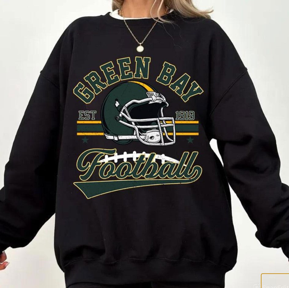Vintage 90s Style Green Bay Football Sweatshirt, Green Bay Football Sports Gear, Green Bay Game Day Shirt, Green Bay packers football Shirt