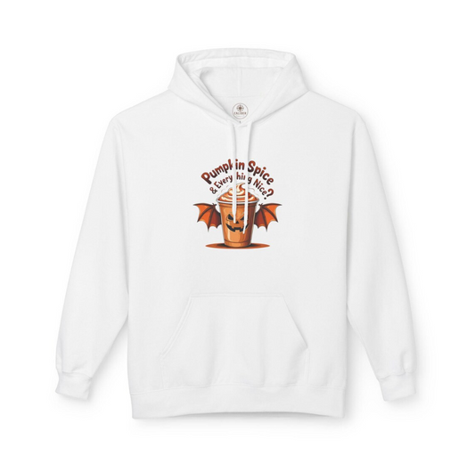 Pumpkin Spice Unisex Fleece Hoodie, Cozy Halloween Apparel, Fall Fashion, Cute Gift for Him/Her, Spooky Season Wear