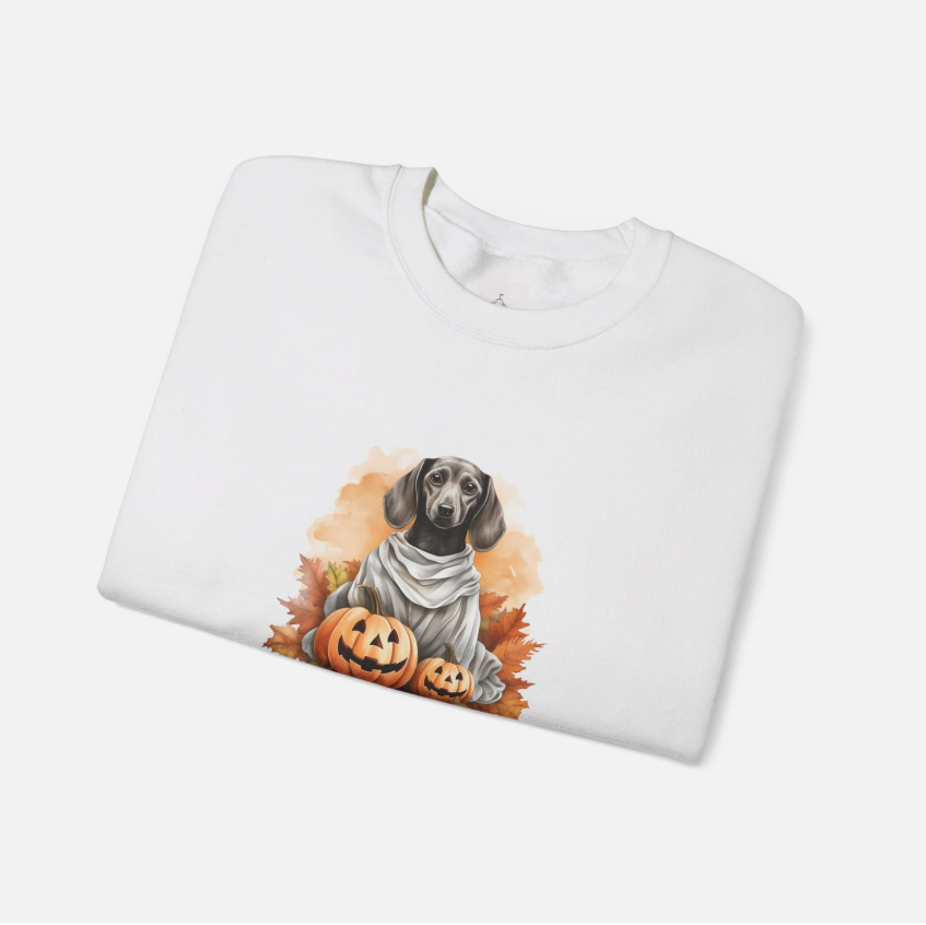 Happy Hallowien Weenie Dog Halloween Unisex Heavy Blend Crewneck Sweatshirt