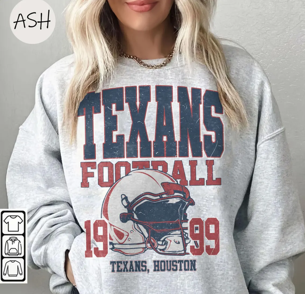 Vintage 90s Retro Style Houston Texans Football, 90s Bootleg, T Shirt Retro Style Sweatshirt Crewneck, Vintage style Houston Texans fan