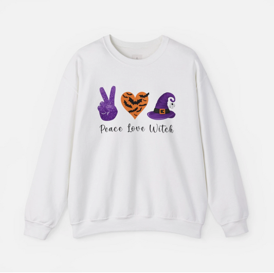 Peace Love Witch Halloween Unisex Heavy Blend™ Crewneck Sweatshirt