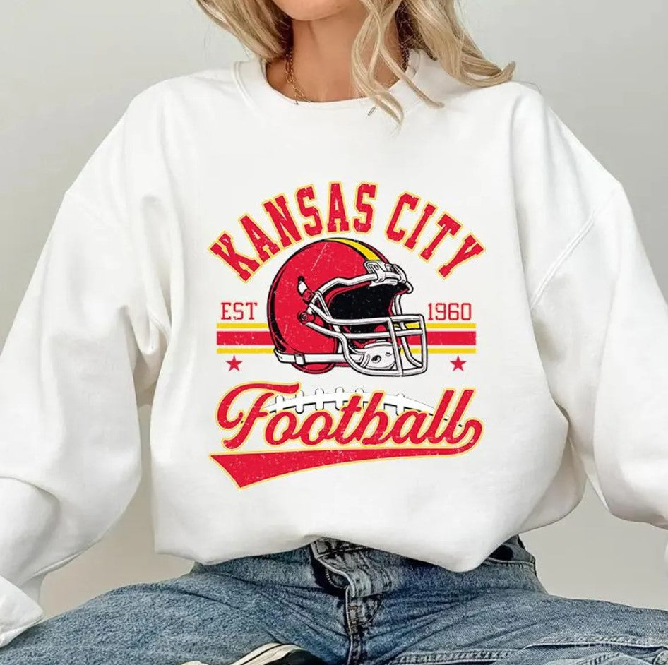 Vintage 90s Style Kansas City Football, Kansas City Football Sweatshirt, Game Day Shirt, Kansas City Fan, Kansas City Sweatshirt, Football