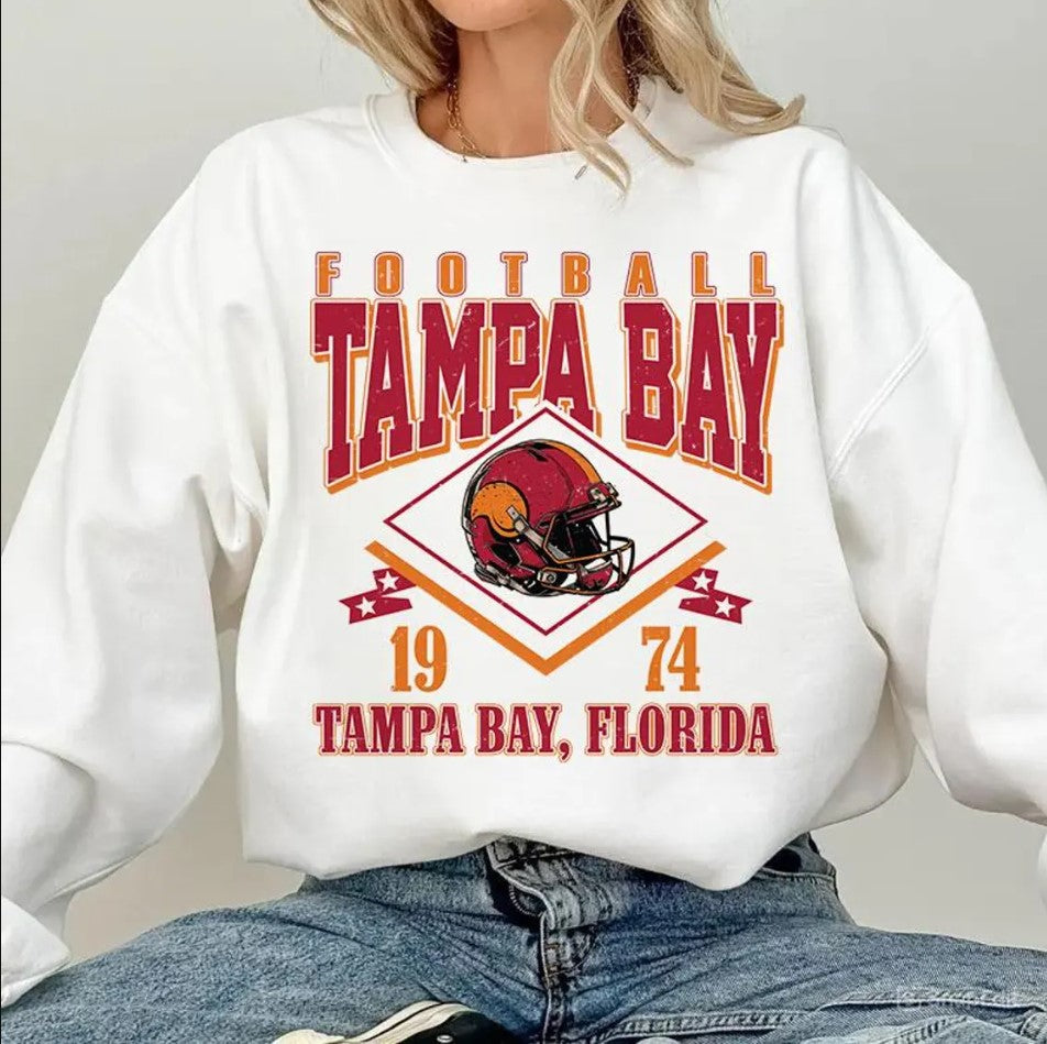 Vintage style Tampa Bay Football Sweatshirt,Sunday Football Shirt, 90s Style Sports Fan Sweater, Unisex Cozy Crewneck, Football shirt