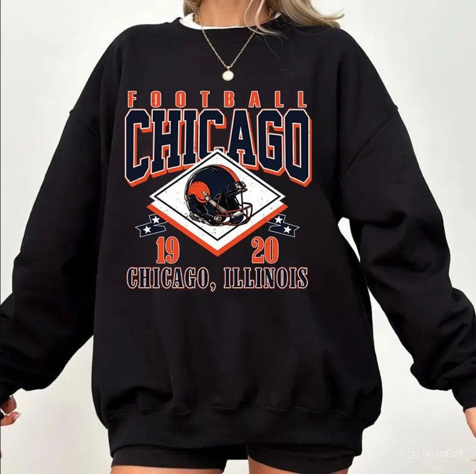 Vintage style Chicago Football Sweatshirt,Sunday Football Shirt, 90s Style Sports Fan Sweater, Unisex Cozy Crewneck, Football shirt