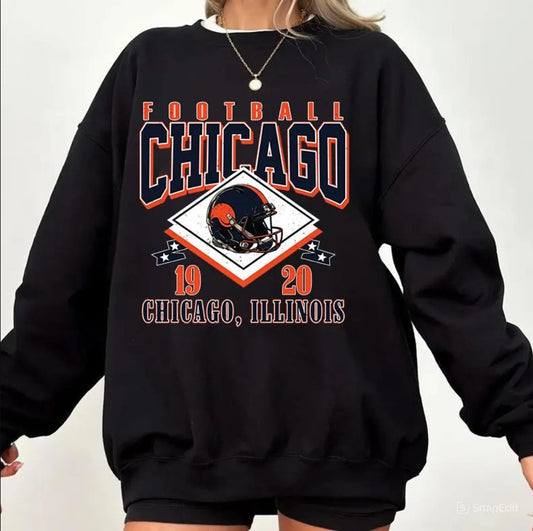 Vintage style Chicago Football Sweatshirt,Sunday Football Shirt, 90s Style Sports Fan Sweater, Unisex Cozy Crewneck, Football shirt