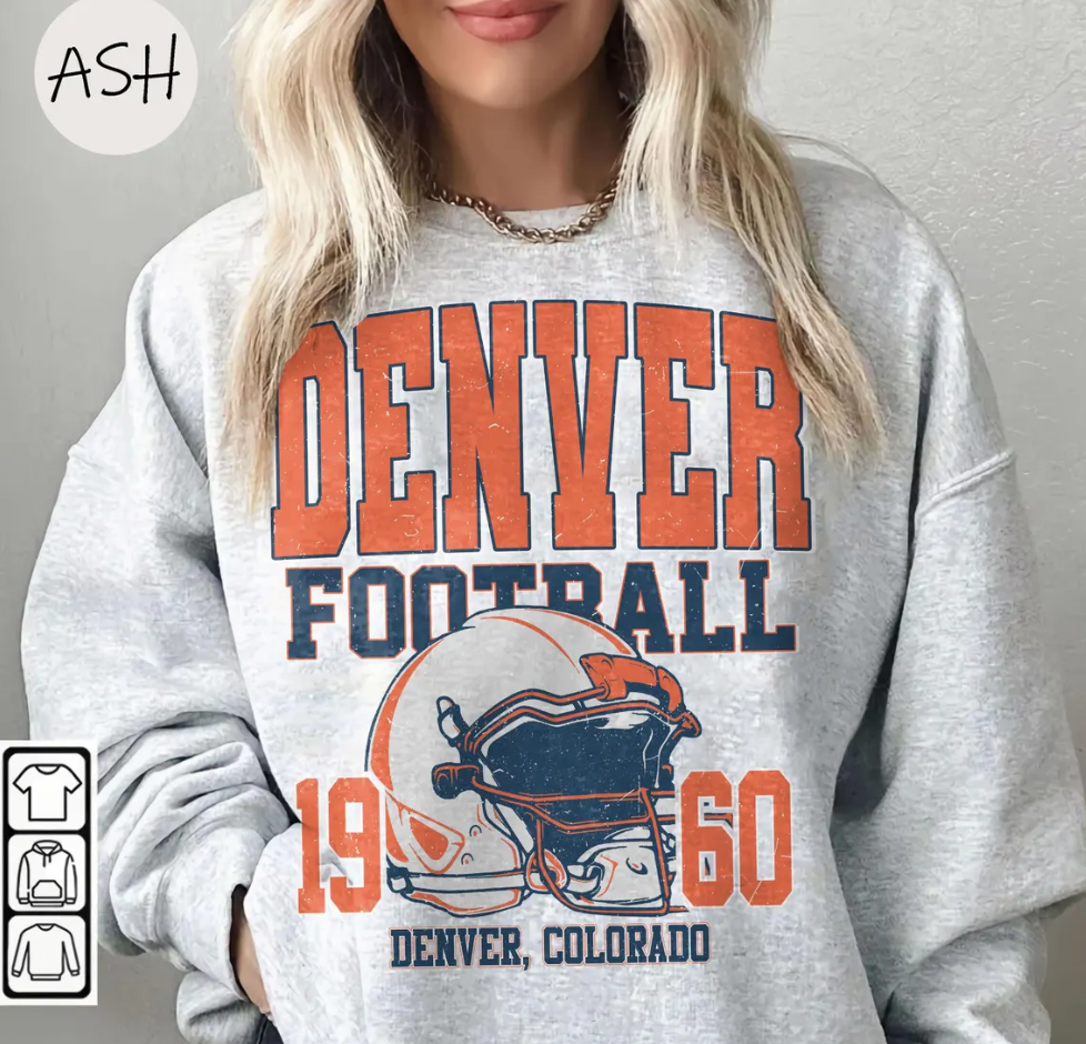 Vintage 90s Style Vintage Denver Football Style Sweatshirt ,Retro Denver Football Crewneck Shirt,Denver Broncos Fans Gift ,Sunday Football