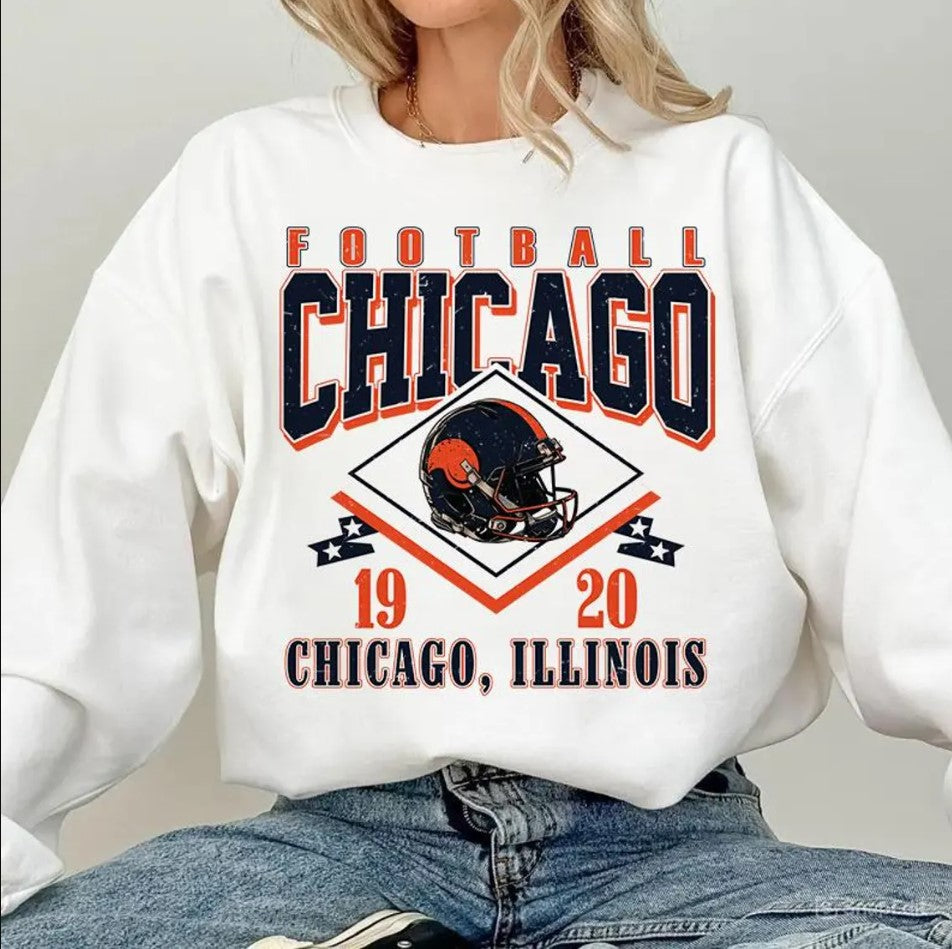 Vintage style Chicago Football Sweatshirt,Sunday Football Shirt, 90s Style Sports Fan Sweater, Unisex Cozy Crewneck, Football shirt