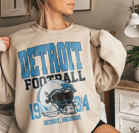 Vintage Detroit Football Sweatshirt For Man Woman And Kids, Unisex Sports Gear, Football Game Day Shirt, Detroit Fan Tee, Vintage Lion Tee
