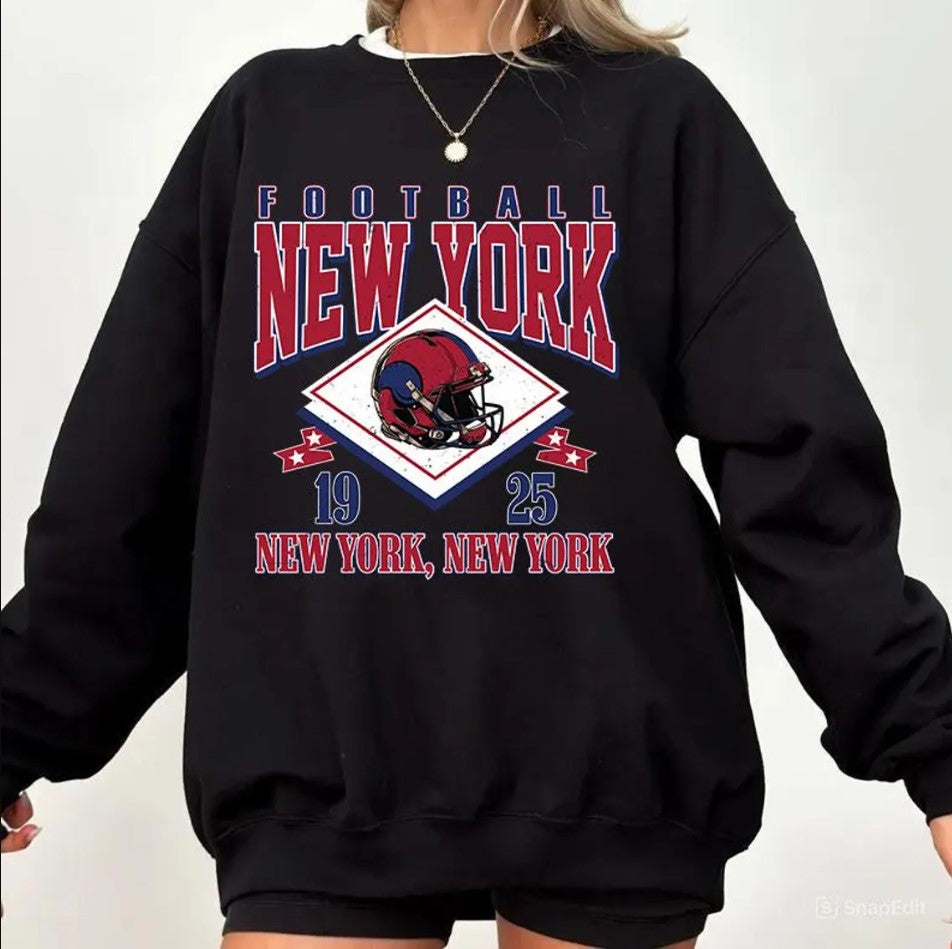 Vintage style New York Football Sweatshirt,Sunday Football Shirt, 90s Style Sports Fan Sweater, Unisex Cozy Crewneck, Football shirt