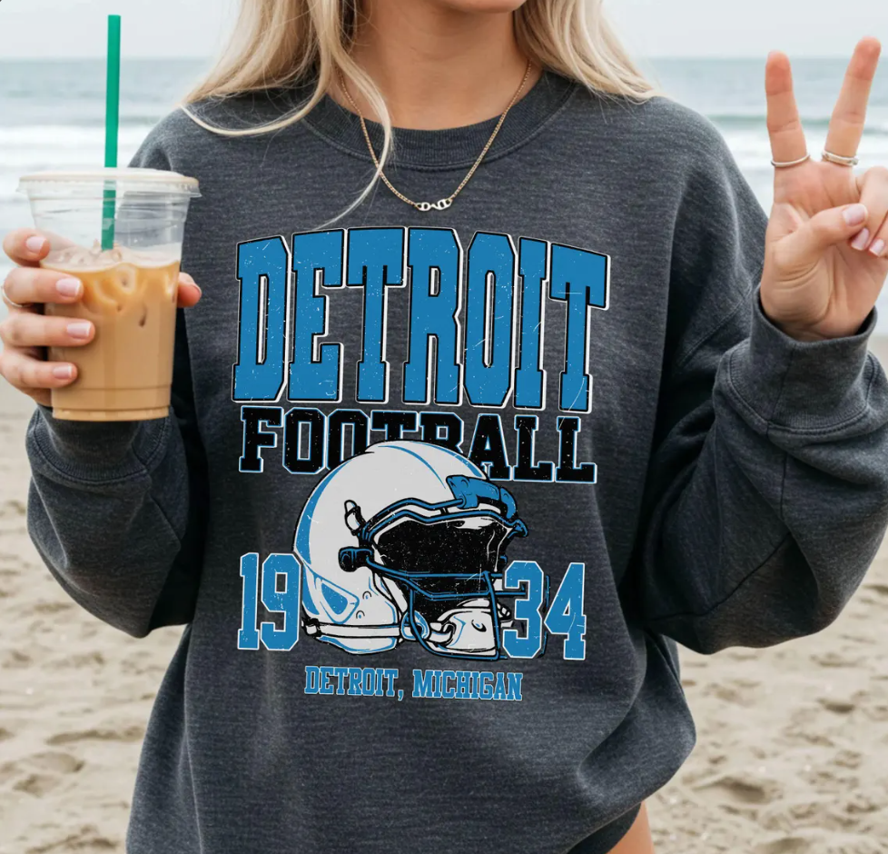 Vintage Detroit Football Sweatshirt For Man Woman And Kids, Unisex Sports Gear, Football Game Day Shirt, Detroit Fan Tee, Vintage Lion Tee