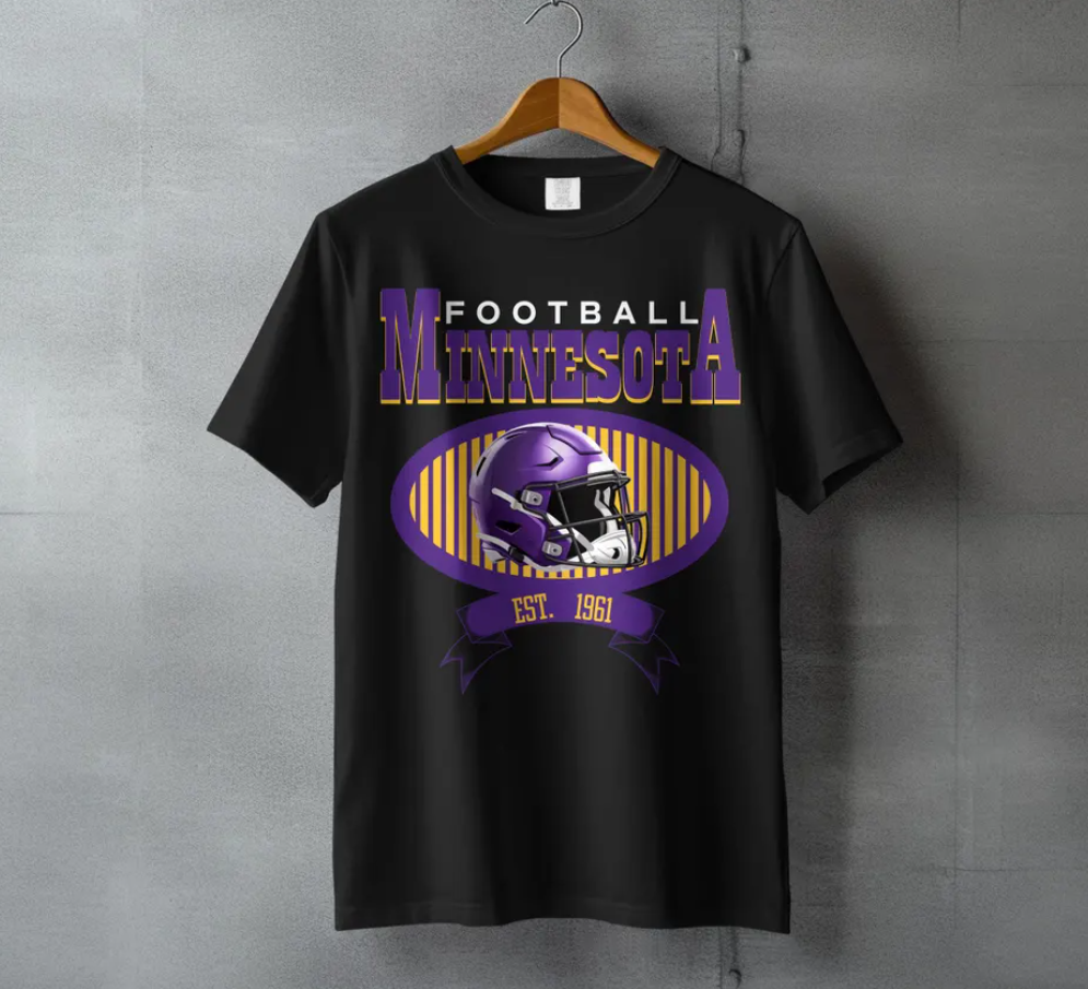 Minnesota Football T-shirt, Minnesota Vikings T-Shirt, Est 1961 Apparel, Purple Gold Design, Fan Gift, Game Day Gear, Sports Team Shirt
