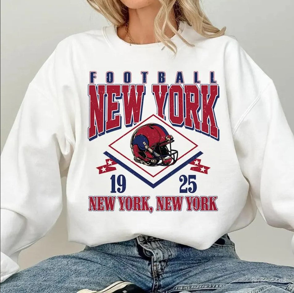 Vintage style New York Football Sweatshirt,Sunday Football Shirt, 90s Style Sports Fan Sweater, Unisex Cozy Crewneck, Football shirt