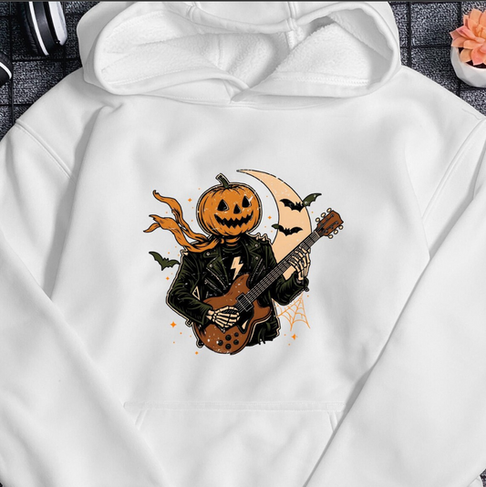Skeleton Guitar Halloween Hoodie Pumpkin Halloween Shirt Spooky Season Shirt Halloween Character Shirt Horror Fall Shirt Halloween Gifts