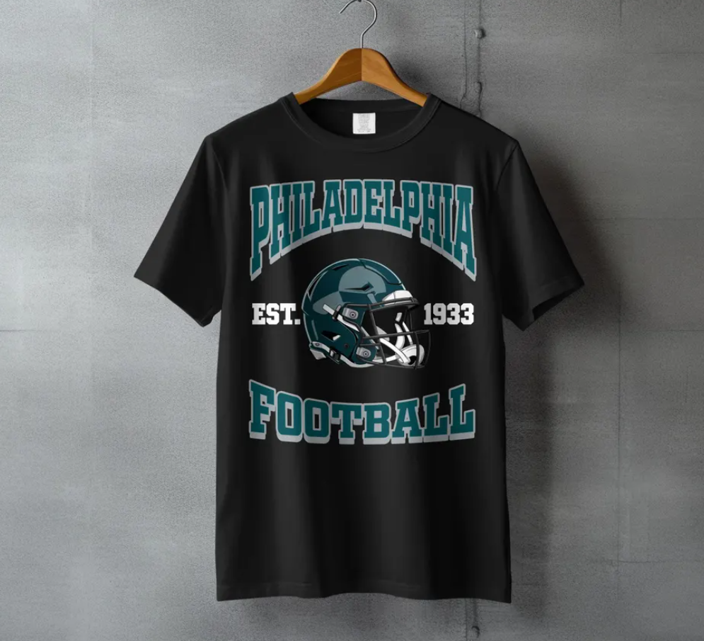 Philadelphia Football t-shirt, Eagles Helmet Fan Apparel, Philadelphia Gift, Team Spirit Sweatshirt, Philly Football, Game Day Gear