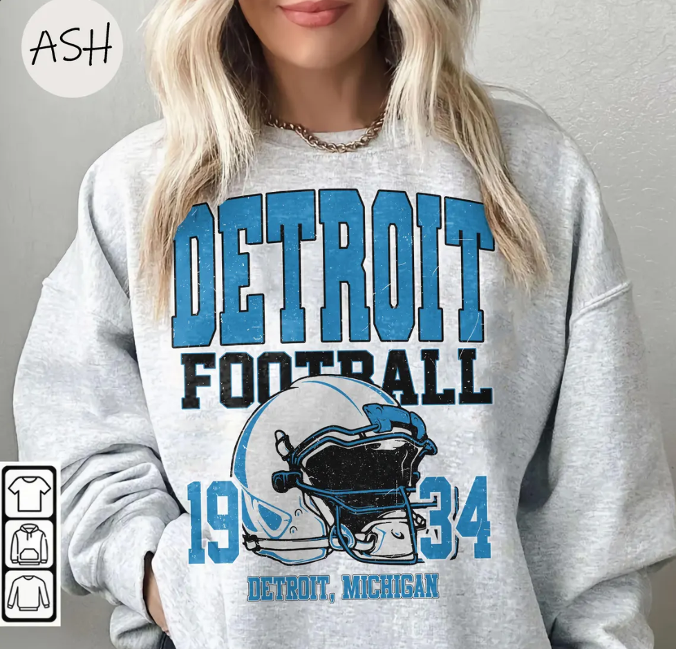 Vintage Detroit Football Sweatshirt For Man Woman And Kids, Unisex Sports Gear, Football Game Day Shirt, Detroit Fan Tee, Vintage Lion Tee