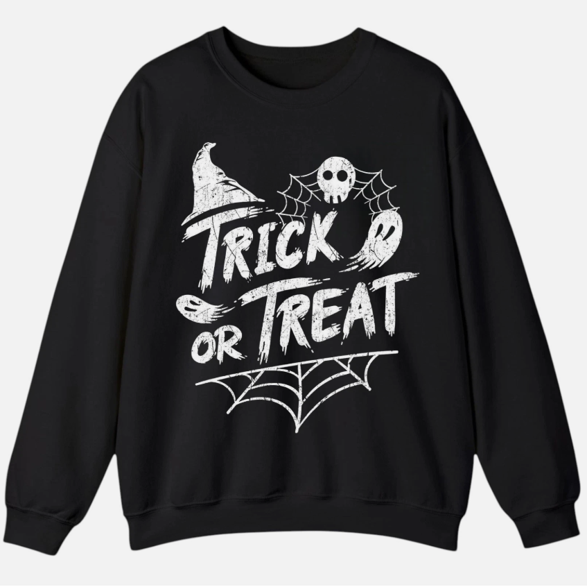 Trick or Treat Spider Web Distressed Halloween T-shirt Hoodie Sweatshirt