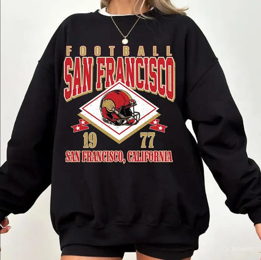 Vintage style San Francisco Football Sweatshirt,Sunday Football Shirt, 90s Style Sports Fan Sweater, Unisex Cozy Crewneck, Football shirt