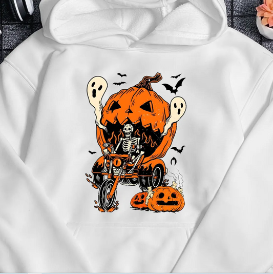 Skeleton Driving Halloween Hoodie Pumpkin Halloween Shirt Spooky Season Shirt The Fall Shirt Halloween Gifts