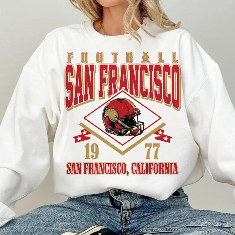 Vintage style San Francisco Football Sweatshirt,Sunday Football Shirt, 90s Style Sports Fan Sweater, Unisex Cozy Crewneck, Football shirt