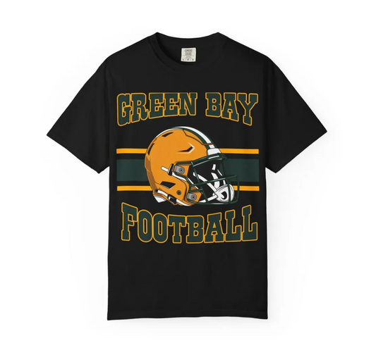 Vintage Green Bay Football T-Shirt, Packers Helmet Tee, Sports Fan Apparel, Vintage Style, Football Season Gift, Trendy Shirt