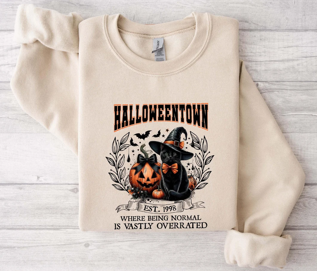 Halloweentown Cat Shirt, Spooky Halloween Sweatshirt, Spooky Cat Tshirt, Halloween Tshirt, Gift for Halloween Lovers, Halloweentown Tshirt