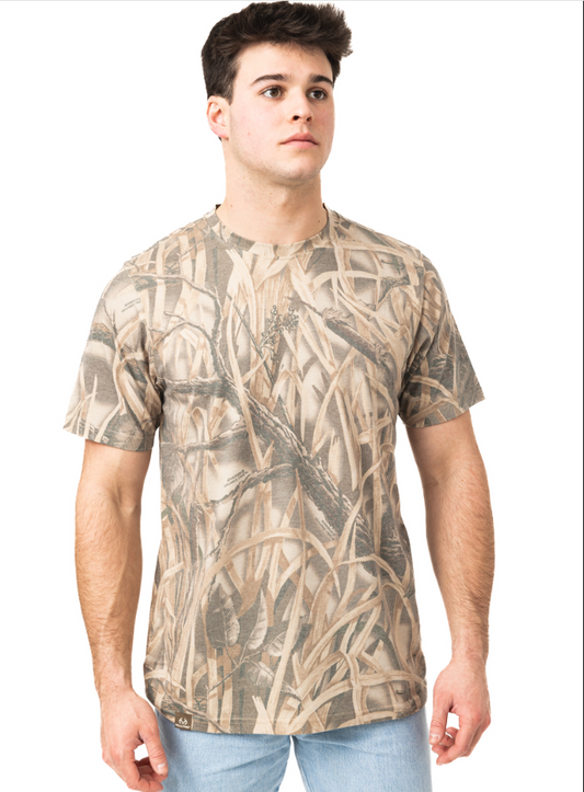 Men's Tri Blend Short Sleeve Crew Neck Camo Shirt  Realtree Wetlands