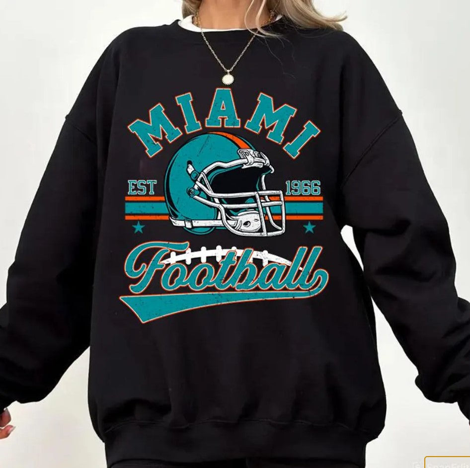 Vintage 90s Style Miami Football SweatShirt, Miami Football Women Shirt, Game Day Shirt, Miami Football Shirt, Miami Football Gift Shirt